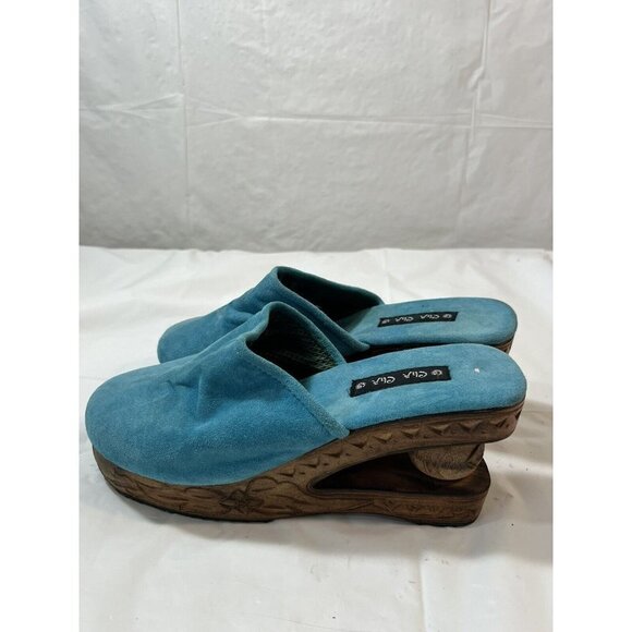 Vintage CHA CHA  Wood Carved Wedge clog Womens Size 6.5 - Picture 8 of 11